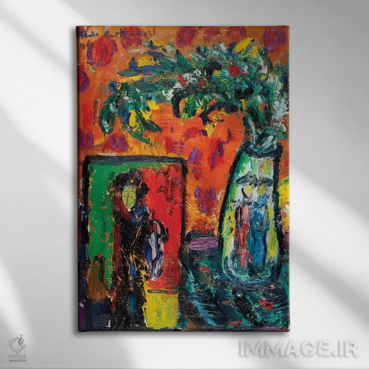 تابلو دکوراتیو فرش چینی اثر پریس کربونل - نمای روبهرو روی دیوار