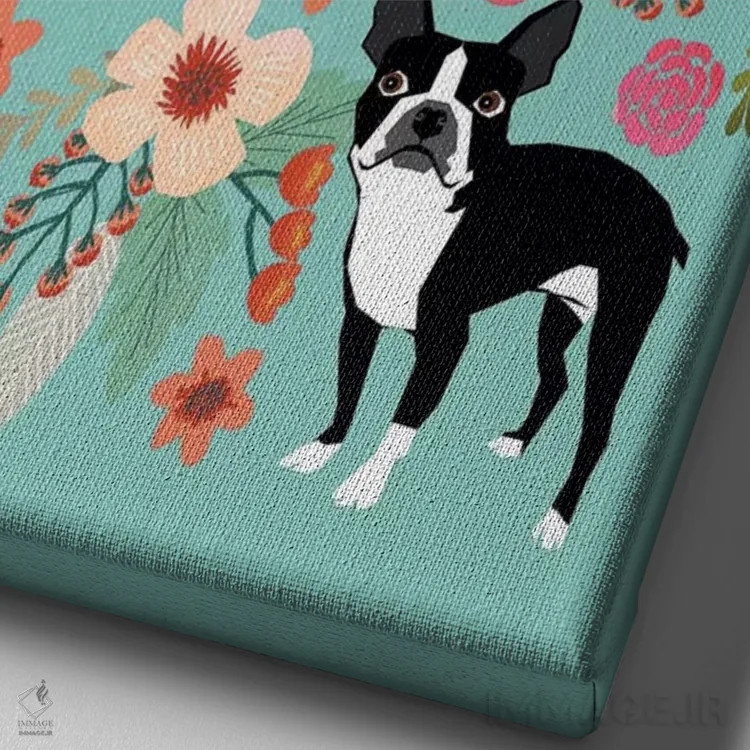 تابلو دکوراتیو کولاژ گل های بوستون ترر اول اثر پت فرندلی - نمای نزدیک بافت بوم