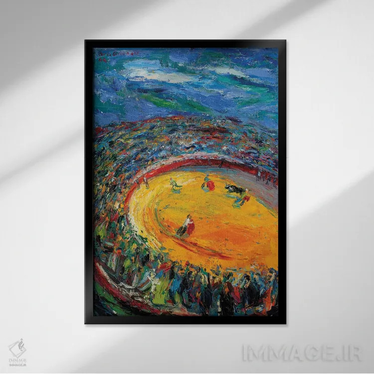 تابلو دکوراتیو بعد از ظهر در مبارزه گاوبازی اثر پریس کربونل - نمای قابدار مشکی
