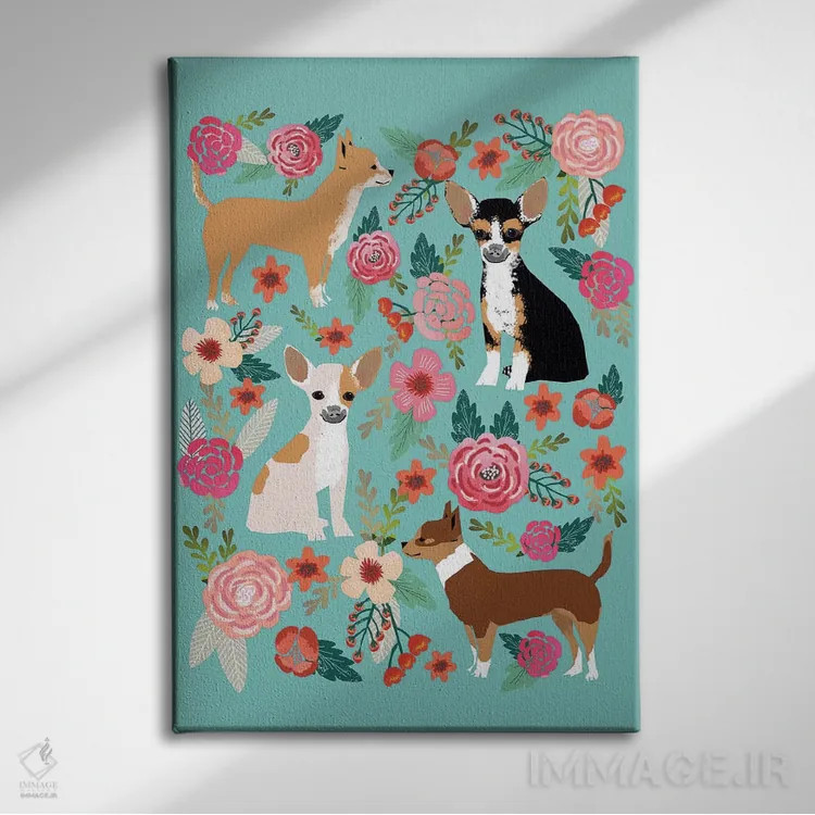 تابلو دکوراتیو کولاژ گل های چی هاوا اثر پت فرندلی - نمای روبهرو روی دیوار