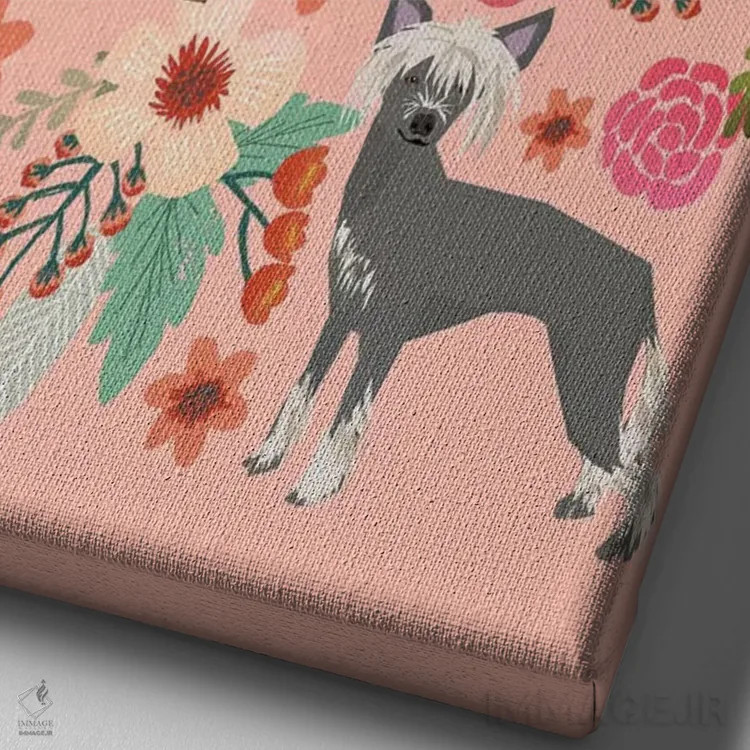 تابلو دکوراتیو کولاژ گل های کرست چینی اثر پت فرندلی - نمای نزدیک بافت بوم