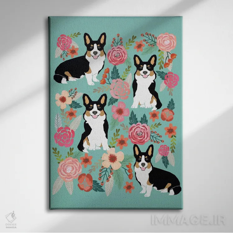 تابلو دکوراتیو کولاژ گل های کرگی دوم اثر پت فرندلی - نمای روبهرو روی دیوار