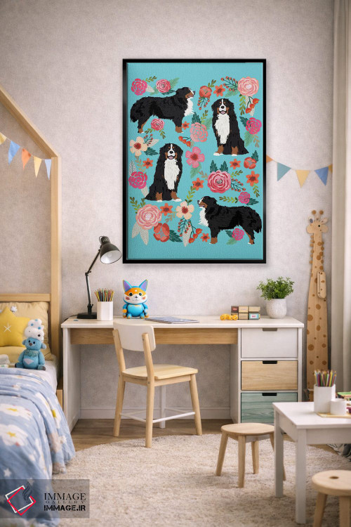تابلو دکوراتیو کولاژ گل های سگ کوهستان برنزی اثر پت فرندلی - D2B