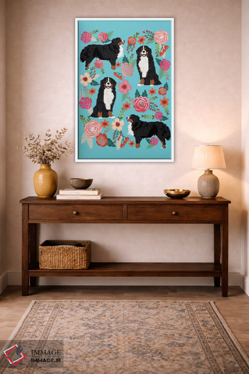 تابلو دکوراتیو کولاژ گل های سگ کوهستان برنزی اثر پت فرندلی - D3W