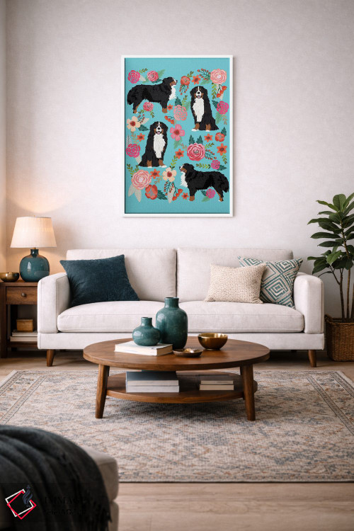 تابلو دکوراتیو کولاژ گل های سگ کوهستان برنزی اثر پت فرندلی - D4W