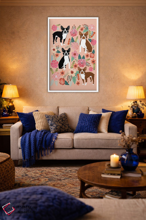 تابلو دکوراتیو کولاژ گل های بوستون ترر دوم اثر پت فرندلی - D4W