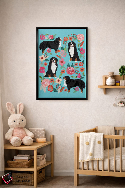 تابلو دکوراتیو کولاژ گل های سگ کوهستان برنزی اثر پت فرندلی - D5B