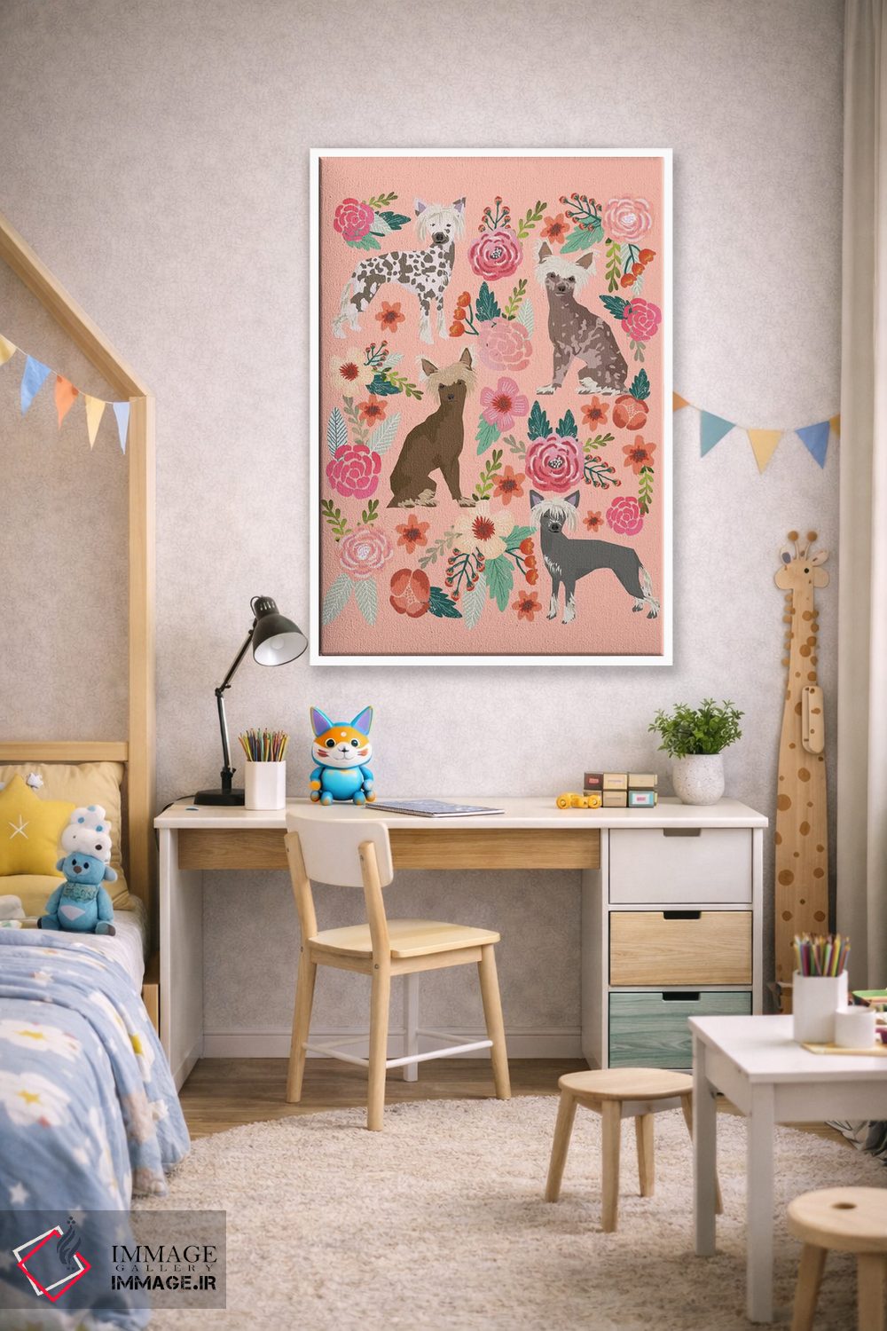 تابلو دکوراتیو کولاژ گل های کرست چینی اثر پت فرندلی - D1W