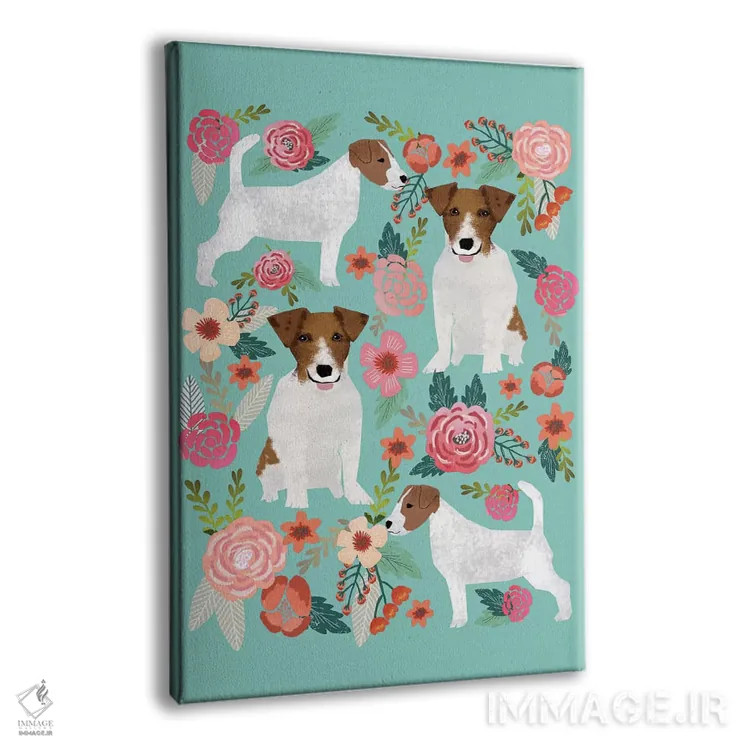 تابلو دکوراتیو کولاژ گل های ترر جک راسل اثر پت فرندلی - نمای پرسپکتیو محصول