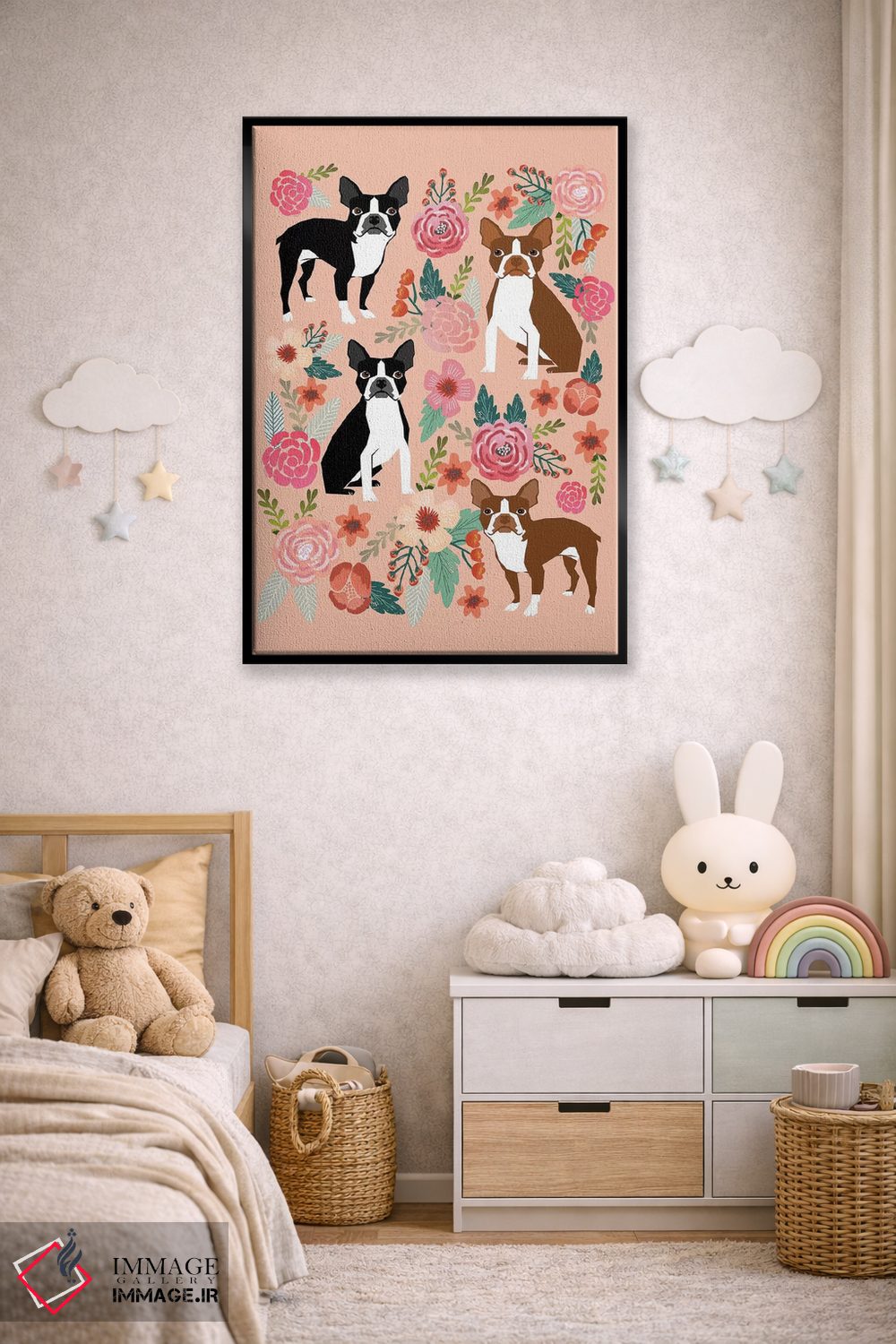 تابلو دکوراتیو کولاژ گل های بوستون ترر دوم اثر پت فرندلی - D6B