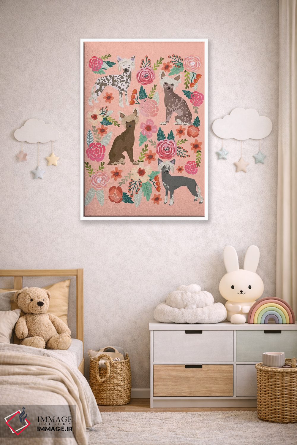 تابلو دکوراتیو کولاژ گل های کرست چینی اثر پت فرندلی - D4W