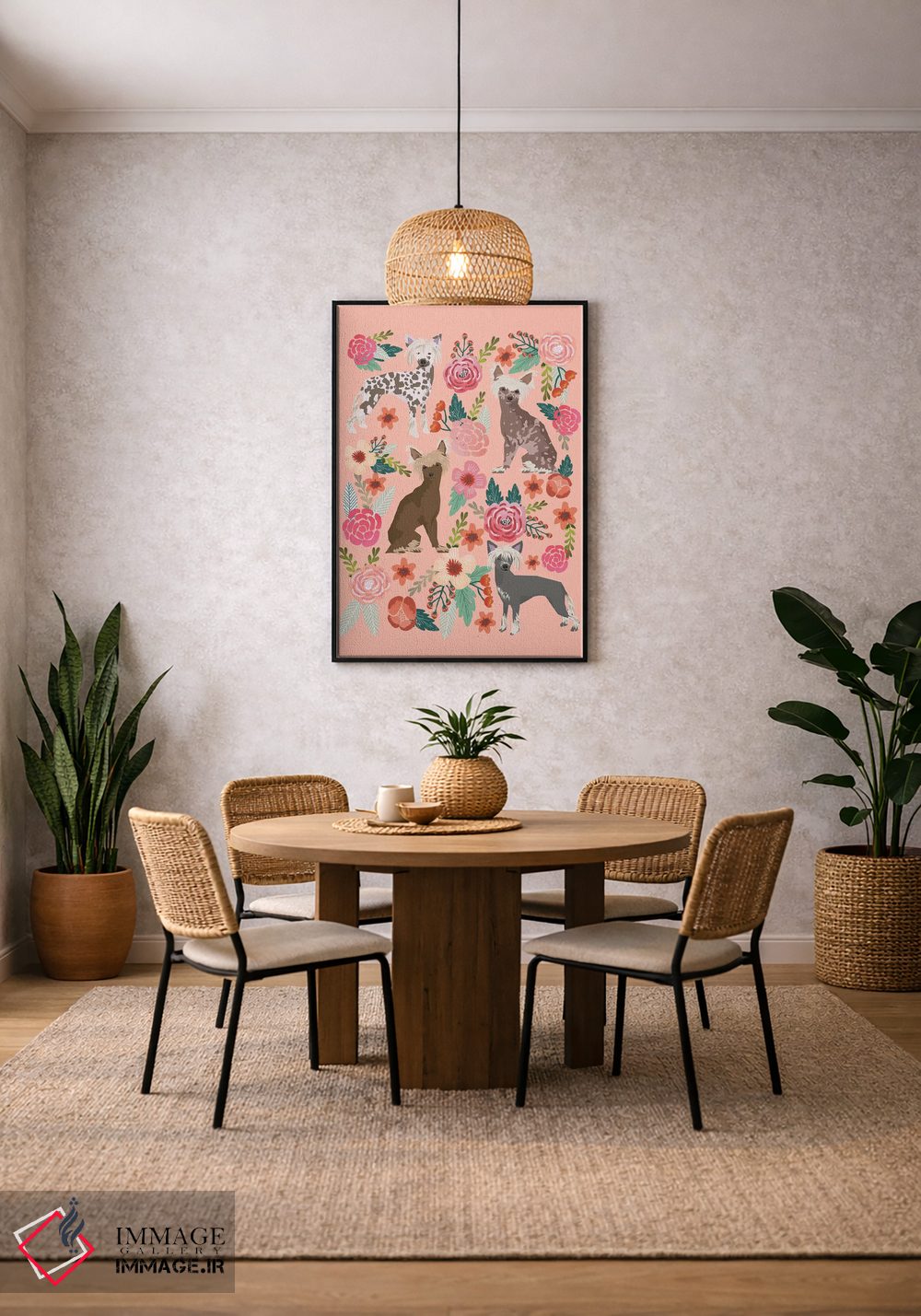 تابلو دکوراتیو کولاژ گل های کرست چینی اثر پت فرندلی - D5B