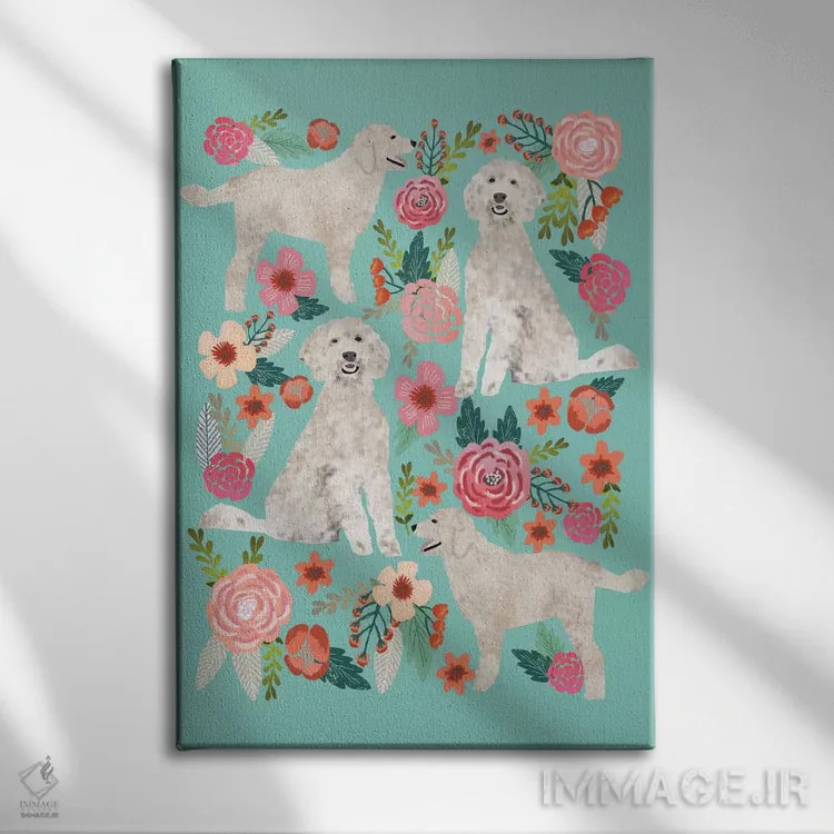 تابلو دکوراتیو کولاژ گل های گلدن دودل اثر پت فرندلی - نمای روبهرو روی دیوار