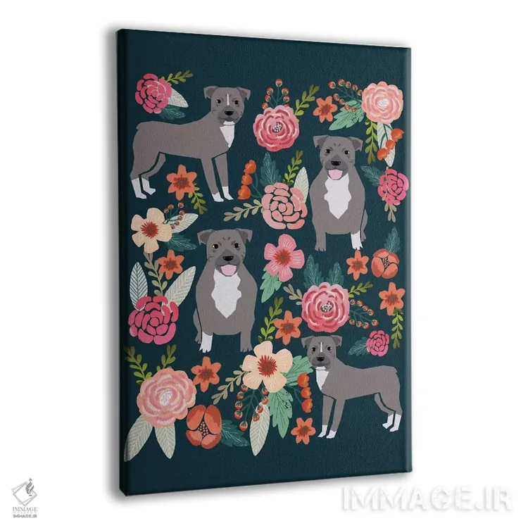 تابلو دکوراتیو کولاژ گل های پیت بول اثر پت فرندلی - نمای پرسپکتیو محصول