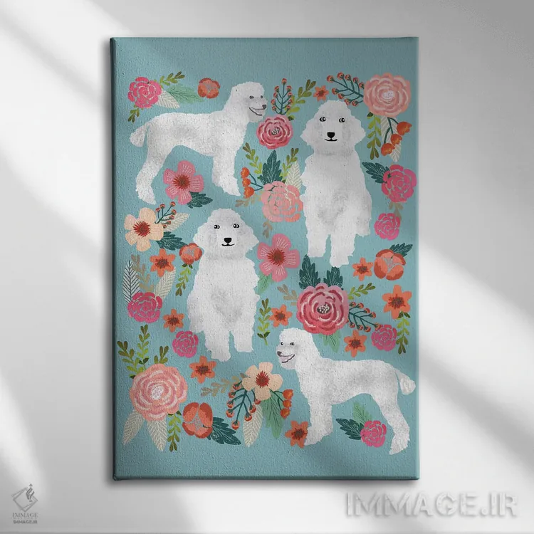 تابلو دکوراتیو کولاژ گل های پودل اثر پت فرندلی - نمای روبهرو روی دیوار