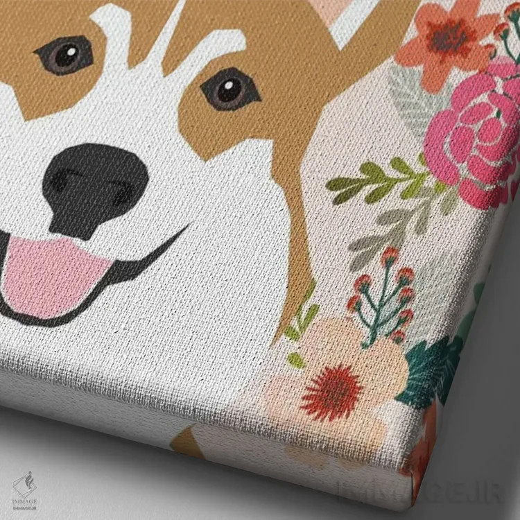 تابلو دکوراتیو پرتره گل کرگی اثر پت فرندلی - نمای نزدیک بافت بوم