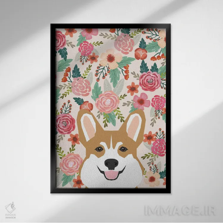 تابلو دکوراتیو پرتره گل کرگی اثر پت فرندلی - نمای قابدار مشکی