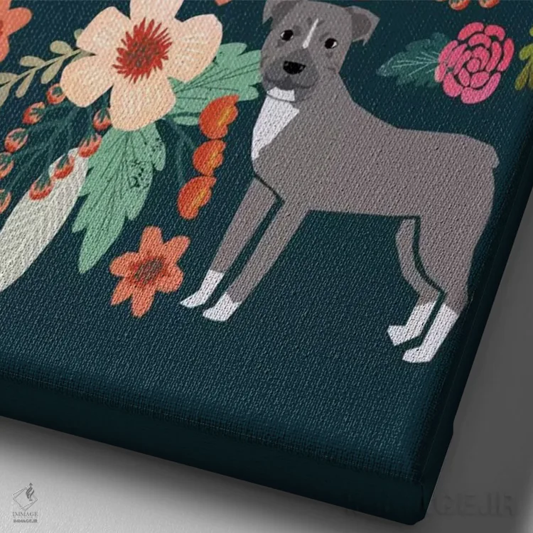 تابلو دکوراتیو کولاژ گل های پیت بول اثر پت فرندلی - نمای نزدیک بافت بوم