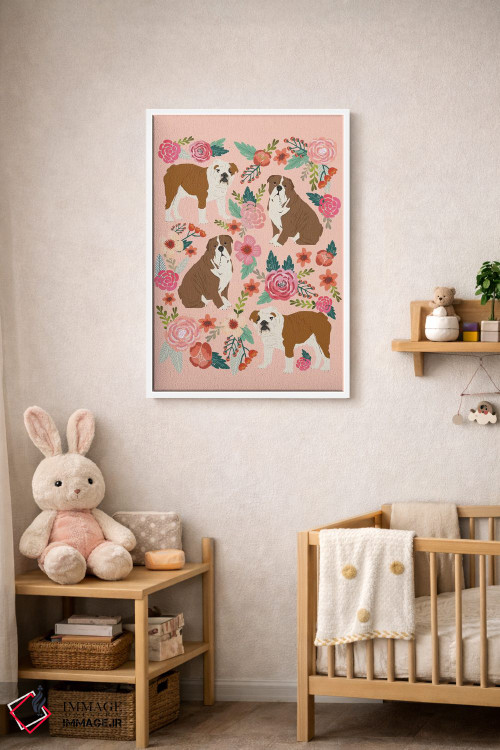 تابلو دکوراتیو کولاژ گل های بولداگ انگلیسی اثر پت فرندلی - D3W