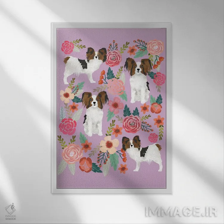 تابلو دکوراتیو کولاژ گل های پاپیون اثر پت فرندلی - نمای قابدار سفید