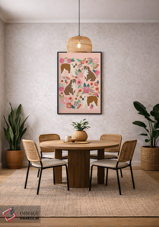 تابلو دکوراتیو کولاژ گل های بولداگ انگلیسی اثر پت فرندلی - D5B