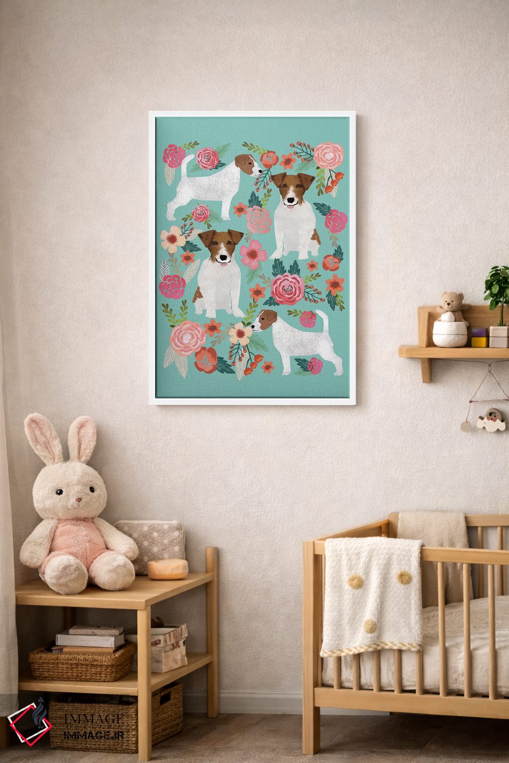 تابلو دکوراتیو کولاژ گل های ترر جک راسل اثر پت فرندلی - D3W