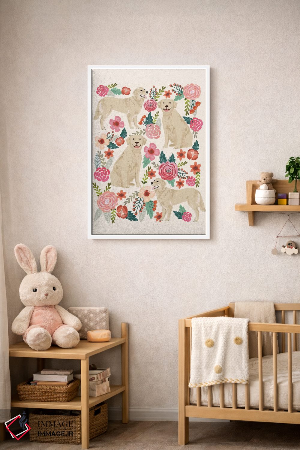 تابلو دکوراتیو کولاژ گل های گلدن رتریور اثر پت فرندلی - D3W