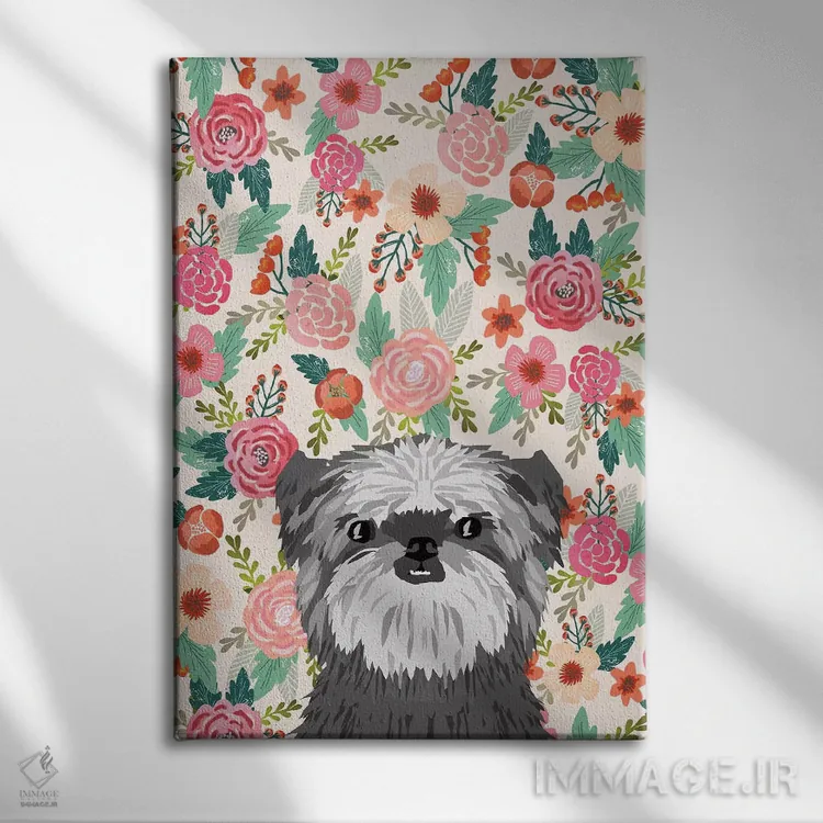 تابلو دکوراتیو کولاژ گل های آفن پینچر اثر پت فرندلی - نمای روبهرو روی دیوار