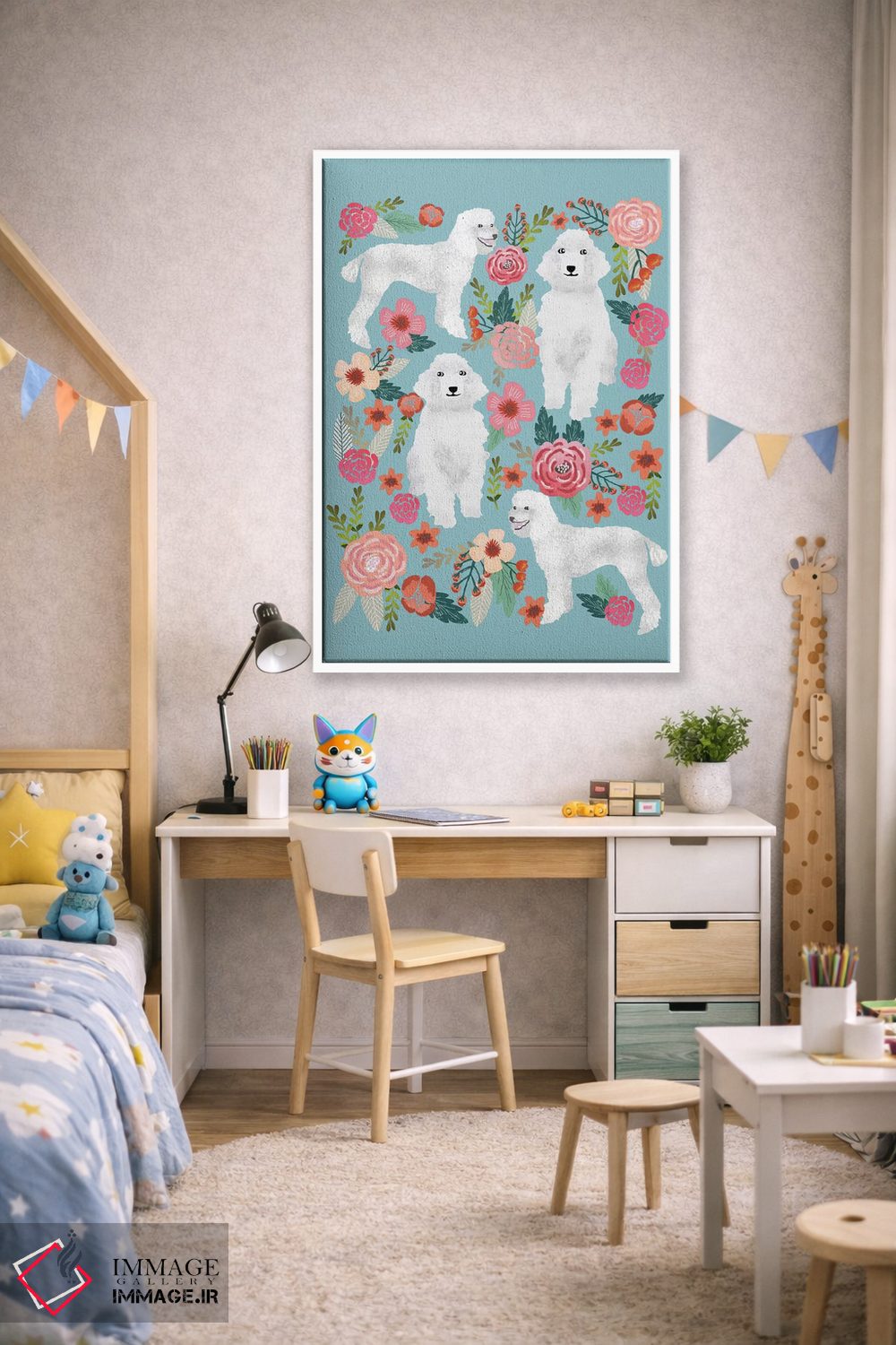 تابلو دکوراتیو کولاژ گل های پودل اثر پت فرندلی - D1W