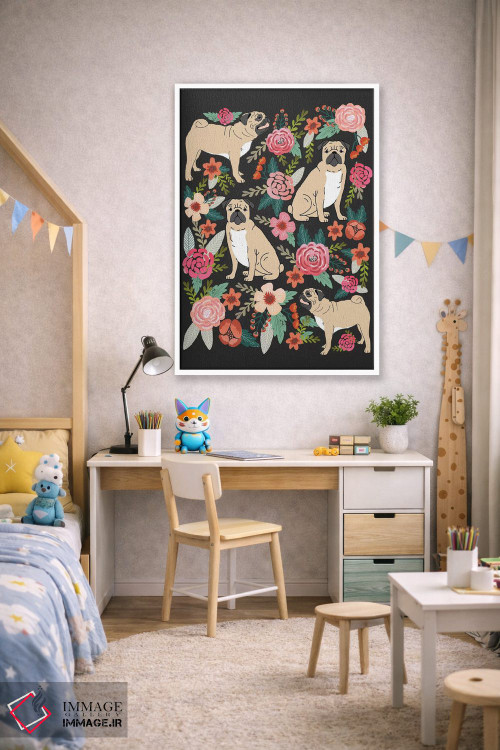 تابلو دکوراتیو کولاژ گل های پاگ اثر پت فرندلی - D1W