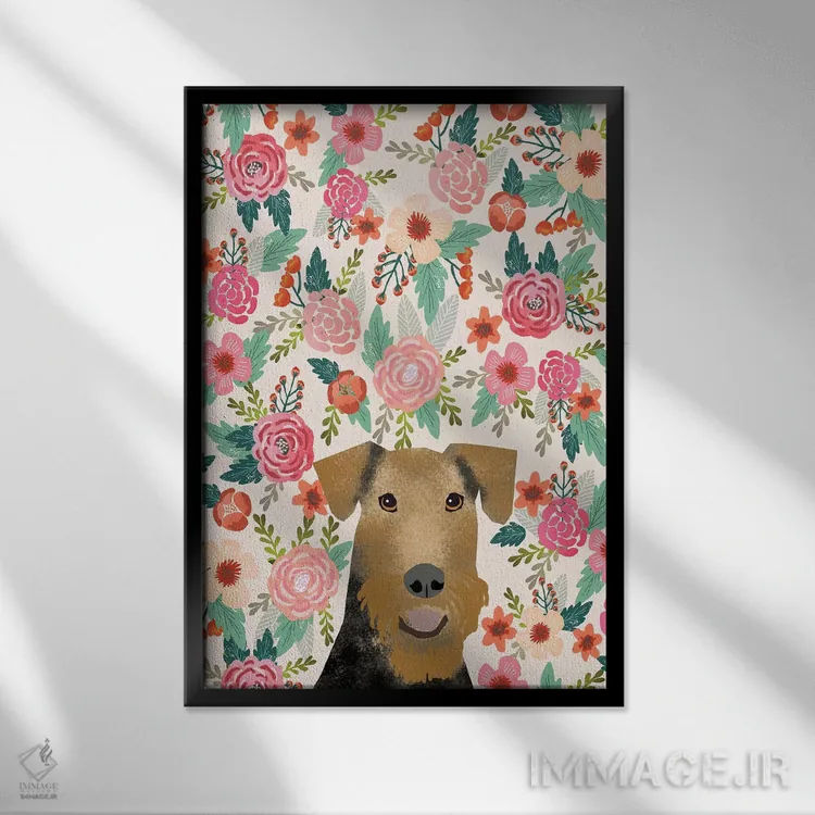 تابلو دکوراتیو کولاژ گل های آیر دیل ترر اثر پت فرندلی - نمای قابدار مشکی