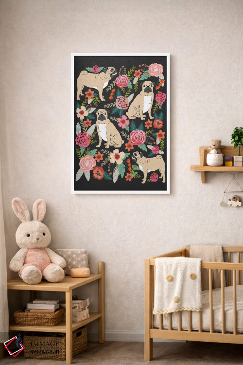 تابلو دکوراتیو کولاژ گل های پاگ اثر پت فرندلی - D2W