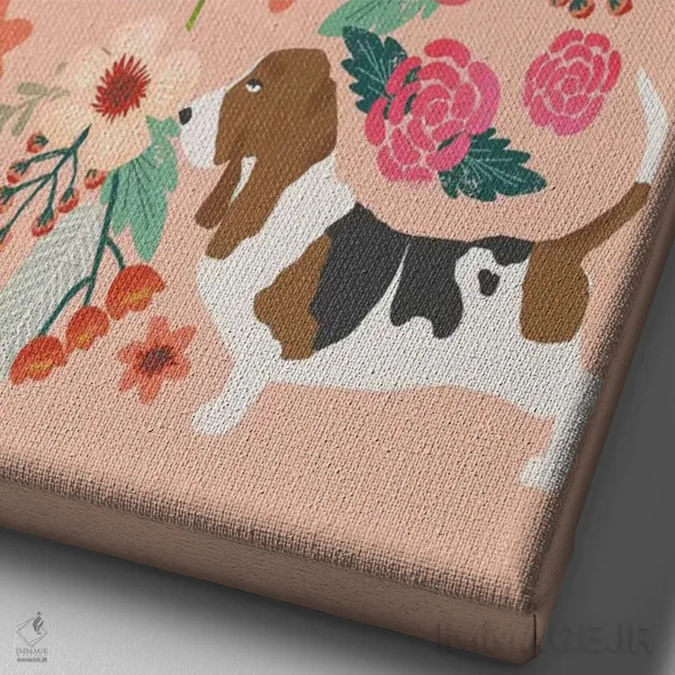 تابلو دکوراتیو کولاژ گل های باسهوند اثر پت فرندلی - نمای نزدیک بافت بوم