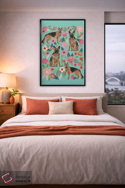 تابلو دکوراتیو کولاژ گل های گرمن شیپرد اثر پت فرندلی - D5B