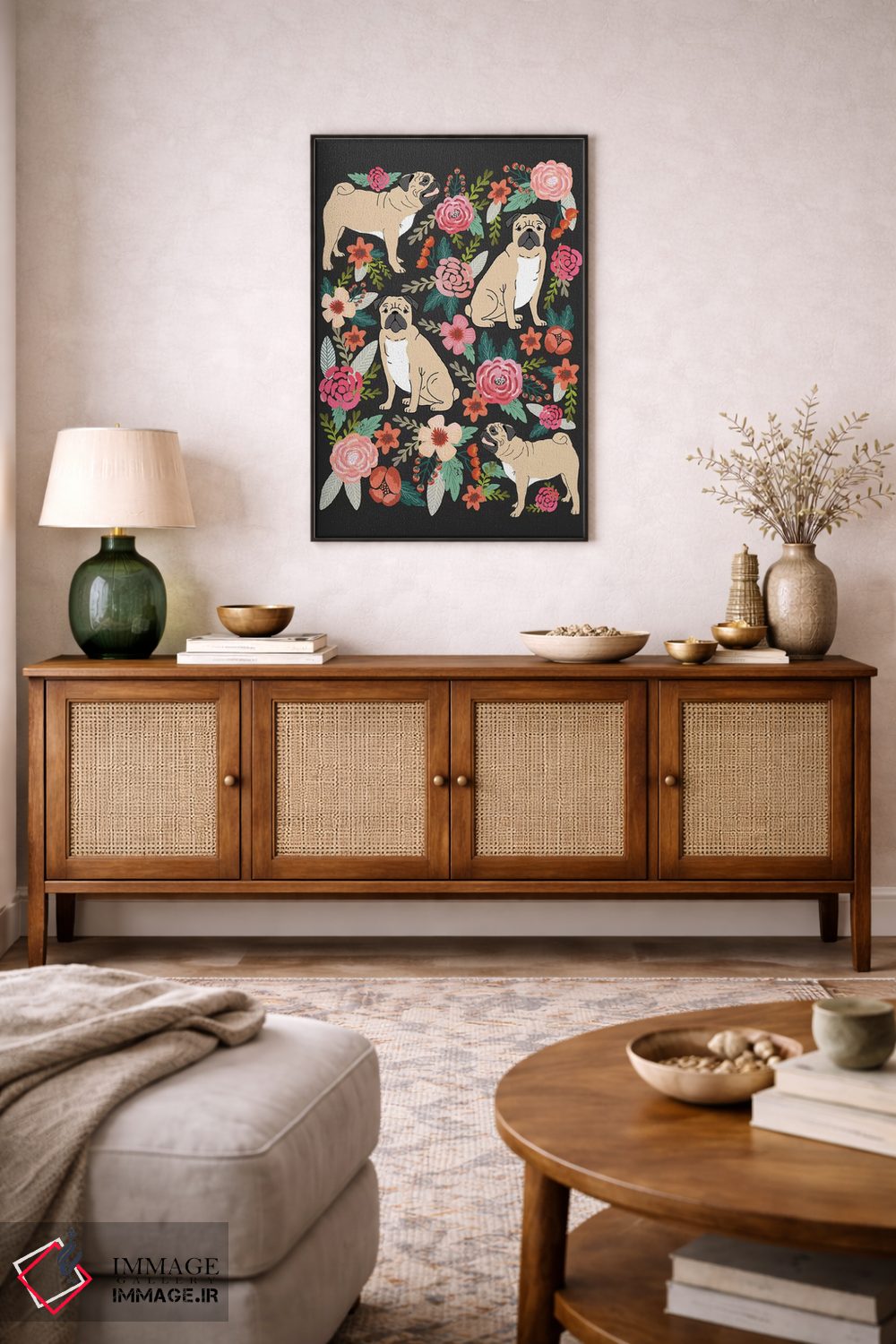 تابلو دکوراتیو کولاژ گل های پاگ اثر پت فرندلی - D4B