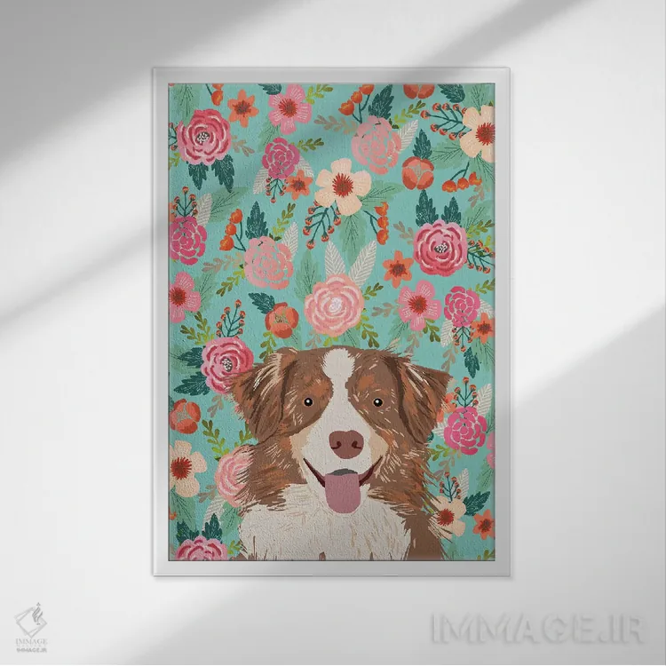 تابلو دکوراتیو کولاژ گل های مرشد استرالیایی قرمز مرل اثر پت فرندلی - نمای قابدار سفید