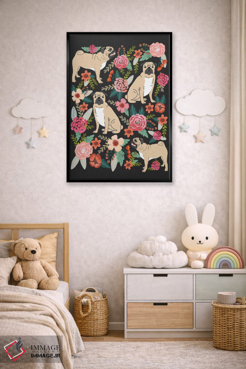 تابلو دکوراتیو کولاژ گل های پاگ اثر پت فرندلی - D6B