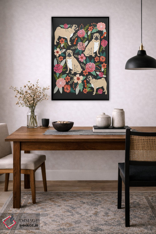 تابلو دکوراتیو کولاژ گل های پاگ اثر پت فرندلی - D5B