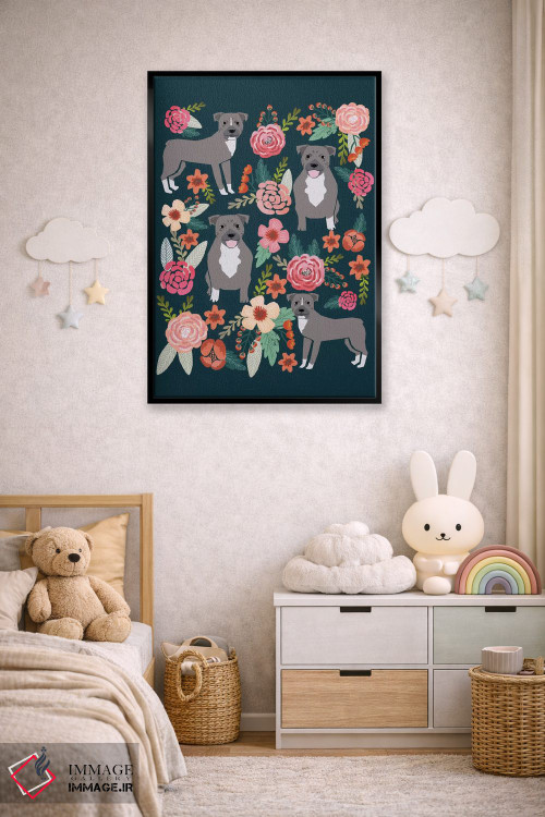 تابلو دکوراتیو کولاژ گل های پیت بول اثر پت فرندلی - D6B