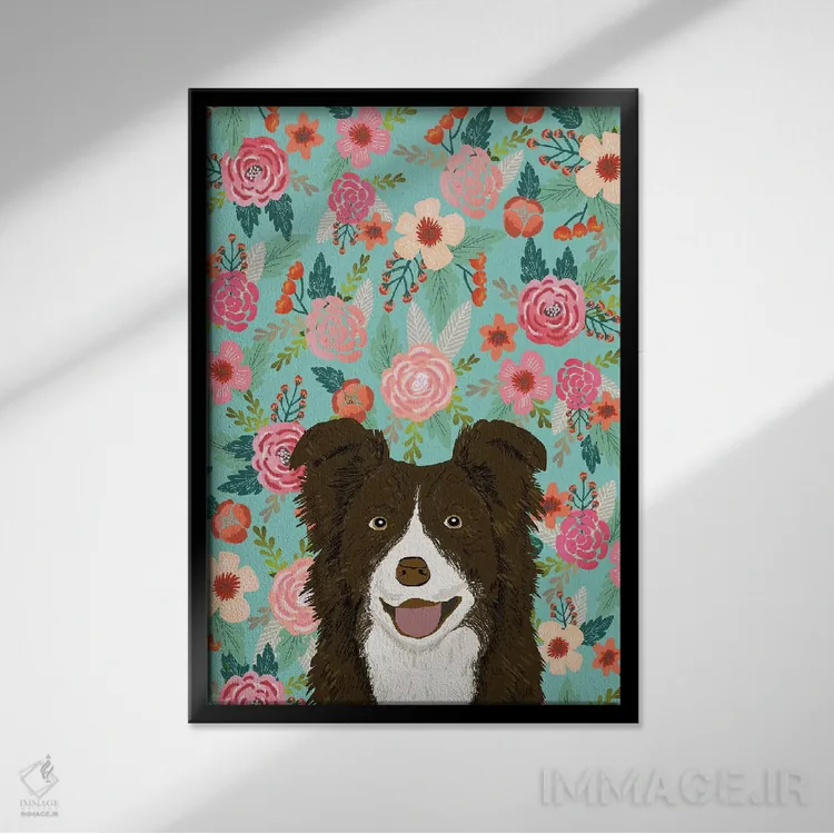 تابلو دکوراتیو کولاژ گل های کالی قهوه ای اثر پت فرندلی - نمای قابدار مشکی