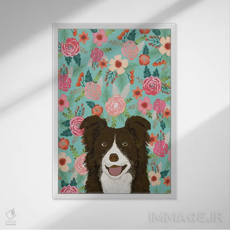 تابلو دکوراتیو کولاژ گل های کالی قهوه ای اثر پت فرندلی - نمای قابدار سفید