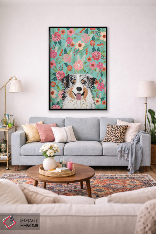 تابلو دکوراتیو کولاژ گل های مرشد استرالیایی آبی مرل اثر پت فرندلی - D2B