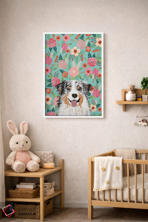 تابلو دکوراتیو کولاژ گل های مرشد استرالیایی آبی مرل اثر پت فرندلی - D4W