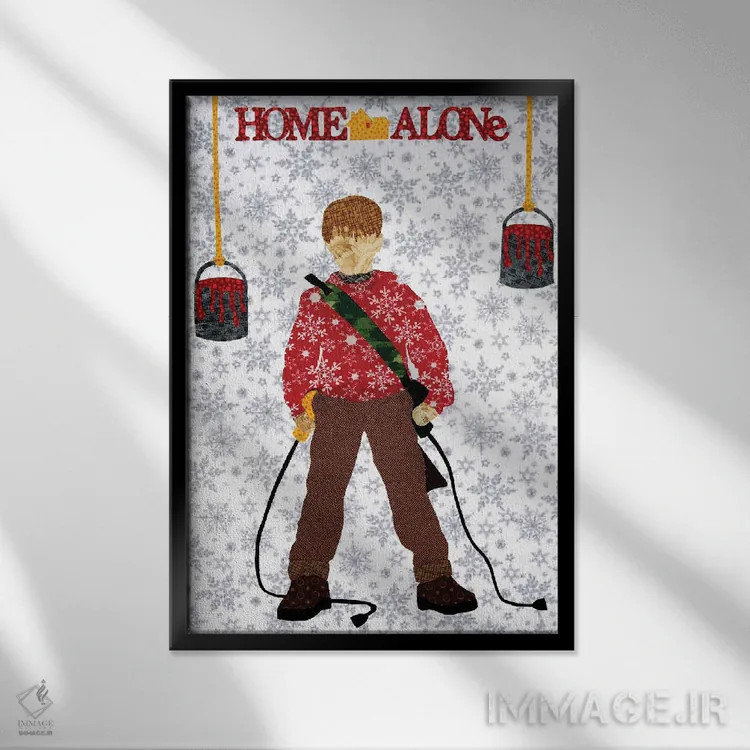 تابلو دکوراتیو تنهایی در خانه اثر پوسترهای پارچه ای پاپ اثر علی شیر - نمای قابدار مشکی