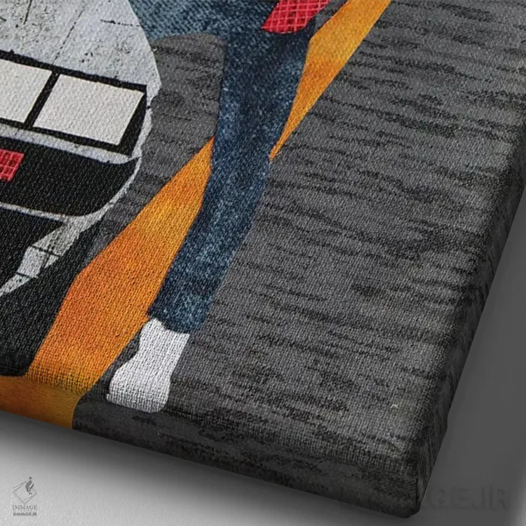 تابلو دکوراتیو بازگشت به آینده اثر پوسترهای پارچه ای پاپ اثر علی شیر - نمای نزدیک بافت بوم