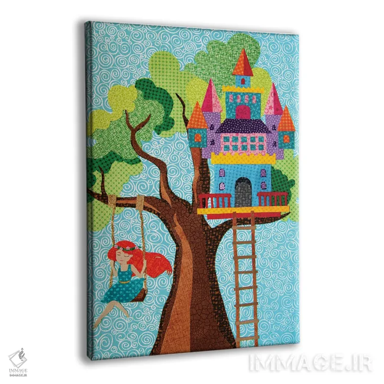 تابلو دکوراتیو قلعه خانه درختی اثر پوسترهای پارچه ای پاپ اثر علی شیر - نمای پرسپکتیو محصول