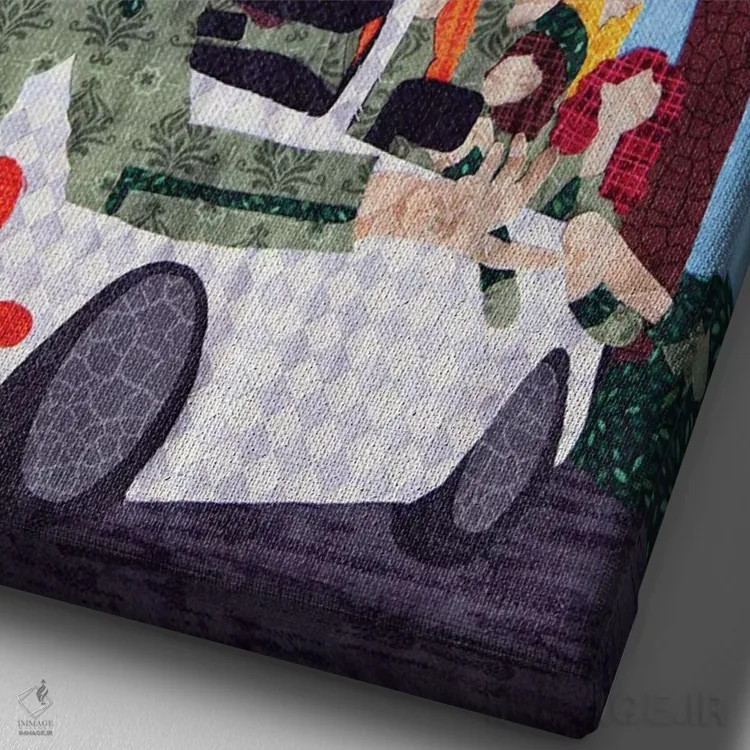 تابلو دکوراتیو گروه بولوینگ بیورلی هیلز اثر پوسترهای پارچه ای پاپ اثر علی شیر - نمای نزدیک بافت بوم