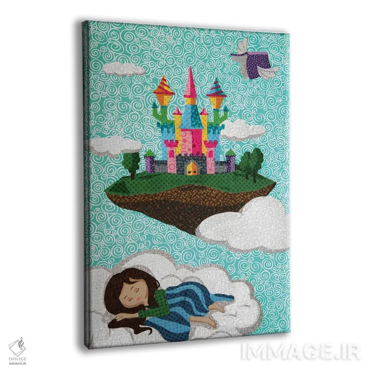 تابلو دکوراتیو قلعه روی ابر اثر پوسترهای پارچه ای پاپ اثر علی شیر - نمای پرسپکتیو محصول