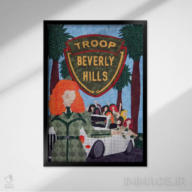 تابلو دکوراتیو گروه بولوینگ بیورلی هیلز اثر پوسترهای پارچه ای پاپ اثر علی شیر - نمای قابدار مشکی