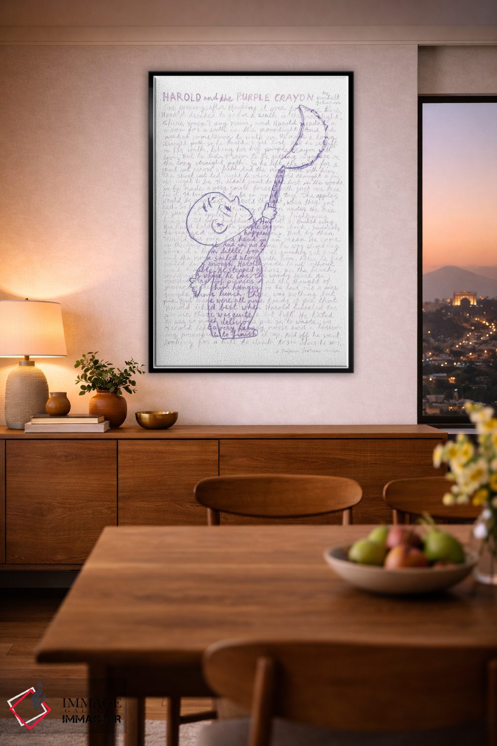 تابلو دکوراتیو هارولد و مداد بنفش اثر پروفسور فولس کپ - D4B